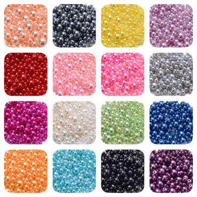 iYOE 4/6/8/10 mm jaukta izmēra akrila apaļas krelles imitācijas pērļu spīdīgas starplikas krelles rokassprādzes kaklarotas izgatavošanai DIY rokdarbi