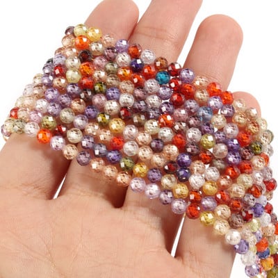 2 3 4mm margele cu stras din zirconiu cubic fațetate Mărgele rotunde de zircon multicolore libere pentru realizarea de bijuterii, brățară cu mărgele DIY