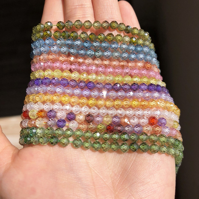 2 3 4mm margele cu stras din zirconiu cubic fațetate Mărgele rotunde de zircon multicolore libere pentru realizarea de bijuterii, brățară cu mărgele DIY