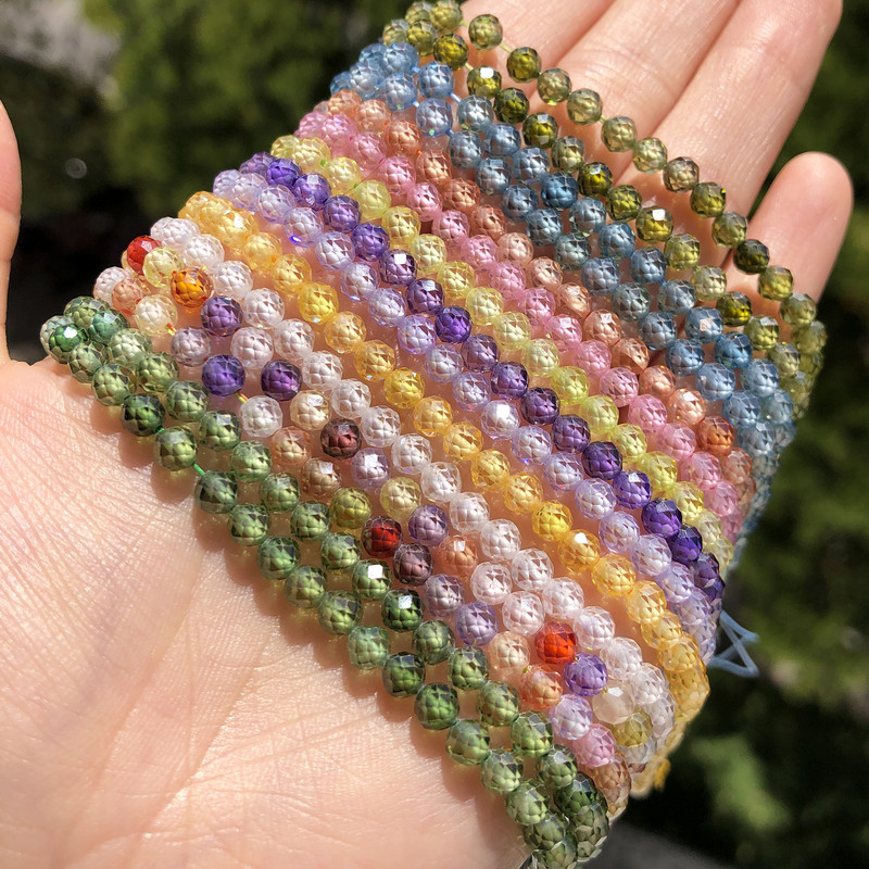 2 3 4mm margele cu stras din zirconiu cubic fațetate Mărgele rotunde de zircon multicolore libere pentru realizarea de bijuterii, brățară cu mărgele DIY