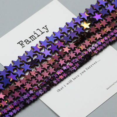 Natūralus akmuo Aukso spalva Daugiaspalvė Pentagrama Hematito karoliukai Žvaigždės Laisvi tarpiniai karoliukai papuošalų apyrankėms gaminti „Pasidaryk pats“ apyrankė