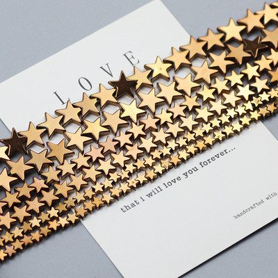 Natūralus akmuo Aukso spalva Daugiaspalvė Pentagrama Hematito karoliukai Žvaigždės Laisvi tarpiniai karoliukai papuošalų apyrankėms gaminti „Pasidaryk pats“ apyrankė