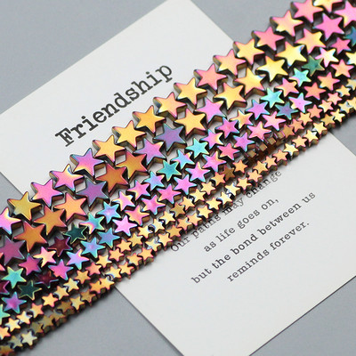 Natūralus akmuo Aukso spalva Daugiaspalvė Pentagrama Hematito karoliukai Žvaigždės Laisvi tarpiniai karoliukai papuošalų apyrankėms gaminti „Pasidaryk pats“ apyrankė