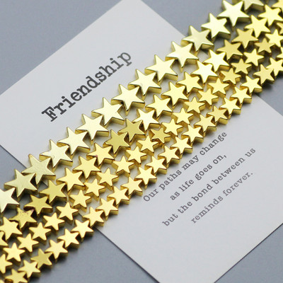 Natūralus akmuo Aukso spalva Daugiaspalvė Pentagrama Hematito karoliukai Žvaigždės Laisvi tarpiniai karoliukai papuošalų apyrankėms gaminti „Pasidaryk pats“ apyrankė