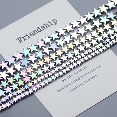 Natūralus akmuo Aukso spalva Daugiaspalvė Pentagrama Hematito karoliukai Žvaigždės Laisvi tarpiniai karoliukai papuošalų apyrankėms gaminti „Pasidaryk pats“ apyrankė