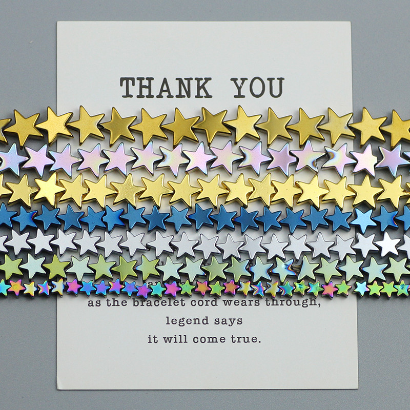 Natūralus akmuo Aukso spalva Daugiaspalvė Pentagrama Hematito karoliukai Žvaigždės Laisvi tarpiniai karoliukai papuošalų apyrankėms gaminti „Pasidaryk pats“ apyrankė