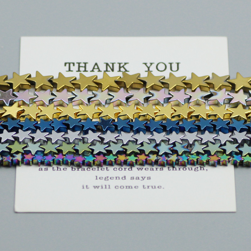 Natūralus akmuo Aukso spalva Daugiaspalvė Pentagrama Hematito karoliukai Žvaigždės Laisvi tarpiniai karoliukai papuošalų apyrankėms gaminti „Pasidaryk pats“ apyrankė