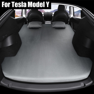 Autós ágy felfújható légmatrac párna hátsó szőnyeg Velúr szövet kültéri kemping belső bútor kiegészítők Tesla Model 3 Y számára