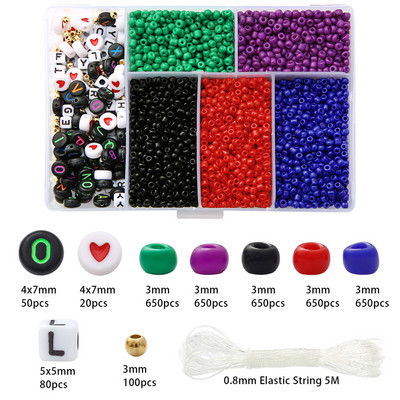 3 χιλιοστά Τσέχικο κρύσταλλο κρύσταλλο Seed Beads Belt Box Alphabet Beads Σετ για κοσμήματα Κατασκευή DIY Βραχιόλια Δαχτυλίδια Αξεσουάρ Κιτ κοσμημάτων