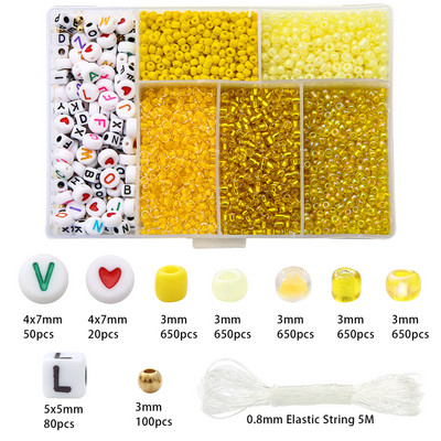 3 χιλιοστά Τσέχικο κρύσταλλο κρύσταλλο Seed Beads Belt Box Alphabet Beads Σετ για κοσμήματα Κατασκευή DIY Βραχιόλια Δαχτυλίδια Αξεσουάρ Κιτ κοσμημάτων