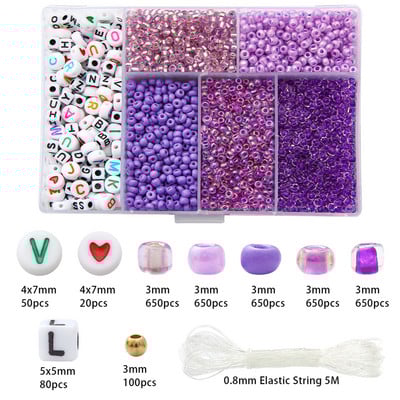 3 χιλιοστά Τσέχικο κρύσταλλο κρύσταλλο Seed Beads Belt Box Alphabet Beads Σετ για κοσμήματα Κατασκευή DIY Βραχιόλια Δαχτυλίδια Αξεσουάρ Κιτ κοσμημάτων