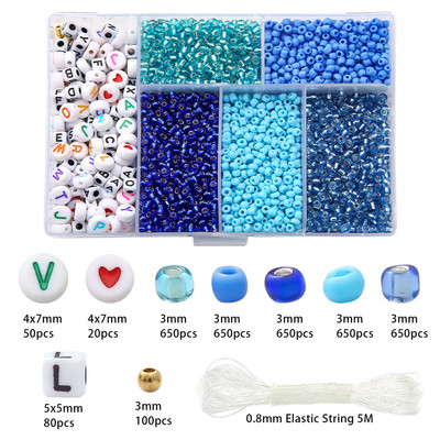 3 χιλιοστά Τσέχικο κρύσταλλο κρύσταλλο Seed Beads Belt Box Alphabet Beads Σετ για κοσμήματα Κατασκευή DIY Βραχιόλια Δαχτυλίδια Αξεσουάρ Κιτ κοσμημάτων