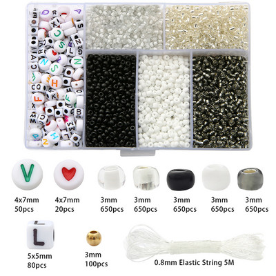 3 χιλιοστά Τσέχικο κρύσταλλο κρύσταλλο Seed Beads Belt Box Alphabet Beads Σετ για κοσμήματα Κατασκευή DIY Βραχιόλια Δαχτυλίδια Αξεσουάρ Κιτ κοσμημάτων
