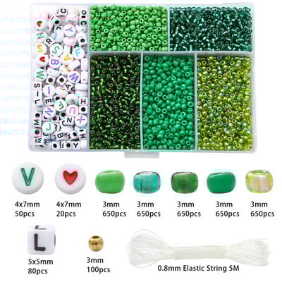 3 χιλιοστά Τσέχικο κρύσταλλο κρύσταλλο Seed Beads Belt Box Alphabet Beads Σετ για κοσμήματα Κατασκευή DIY Βραχιόλια Δαχτυλίδια Αξεσουάρ Κιτ κοσμημάτων