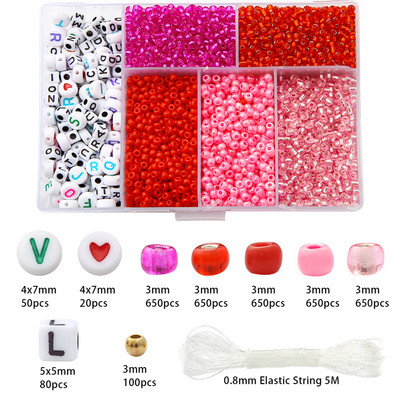 3 χιλιοστά Τσέχικο κρύσταλλο κρύσταλλο Seed Beads Belt Box Alphabet Beads Σετ για κοσμήματα Κατασκευή DIY Βραχιόλια Δαχτυλίδια Αξεσουάρ Κιτ κοσμημάτων