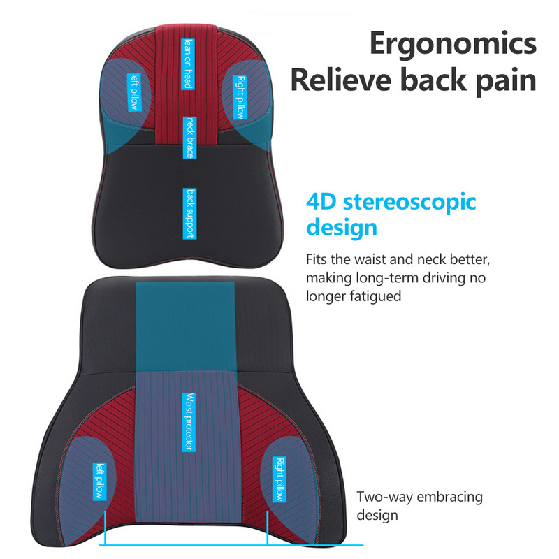 Memóriahabos autós nyaktámasztó párna nyakfájdalomcsillapító ágyéki háttámasz irodai székhez Csúcskategóriás nyakpárnák autóhoz