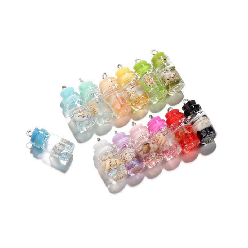 10db/tétel Conch Shell Ocean Drift Bottle Medálok Kézzel készített Kézműves Bűbájok Fülbevaló Nyaklánc Barkács ékszer készítési Kellékek