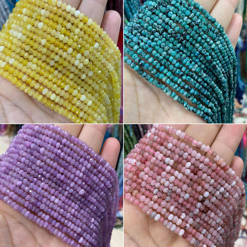 Mărgele de rubin fațetate colorate Mărgele din piatră naturală pentru realizarea de bijuterii DIY Bratara cu farmec Accesorii pentru colier 2*4mm