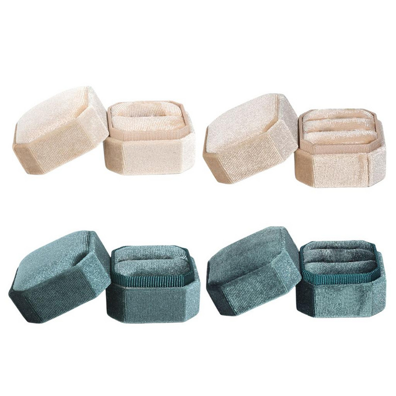 Kaheksanurkne velvetist sõrmuse karbihoidja ehete korraldaja kaelakee kõrvarõngad ehtehoidja tseremoonia tüdrukute ettepanekud