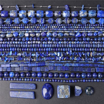 Φυσικό Lapis Lazuli Bead Μπλε Στρογγυλό Σωληνάριο Faceted Loose Spacer Stone Beads for Jewelry Making DIY Handmade βραχιόλια Κολιέ