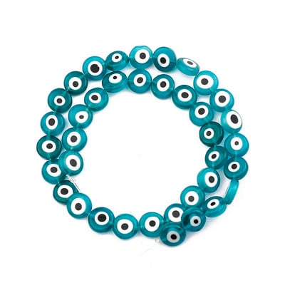 6/8/10 mm-es Többszínű, kerek, lapos alakú Evil Eye gyöngyök Lámpafényes Üveggyöngyök Karkötő nyaklánchoz Barkács ékszerkészítés