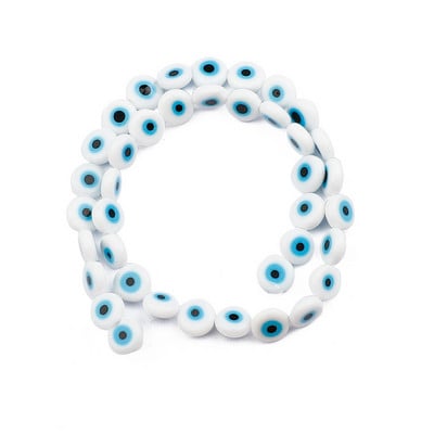6/8/10 mm-es Többszínű, kerek, lapos alakú Evil Eye gyöngyök Lámpafényes Üveggyöngyök Karkötő nyaklánchoz Barkács ékszerkészítés