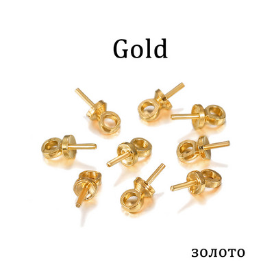 50-100 τμχ/παρτίδα ορείχαλκο Γούρια με μισή τρύπα Καρφίτσες ματιών χάντρες Καπέλα άκρου Πάνω κρεμαστό κόσμημα με διάτρηση Ευρήματα σύνδεσης για κατασκευές κοσμημάτων