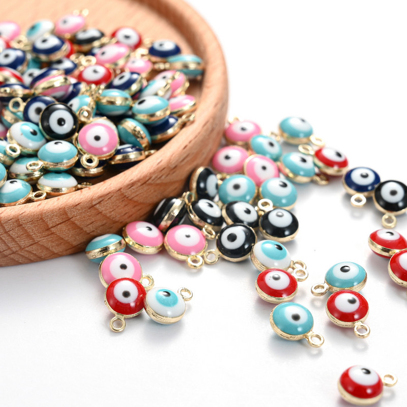10/30/50 tk Metallist kurja silma helmed amuletid mitmevärvilised emailiga ripatsvõrud isetegemiseks kaelakee käevõru jalavõru ehtetarvikud