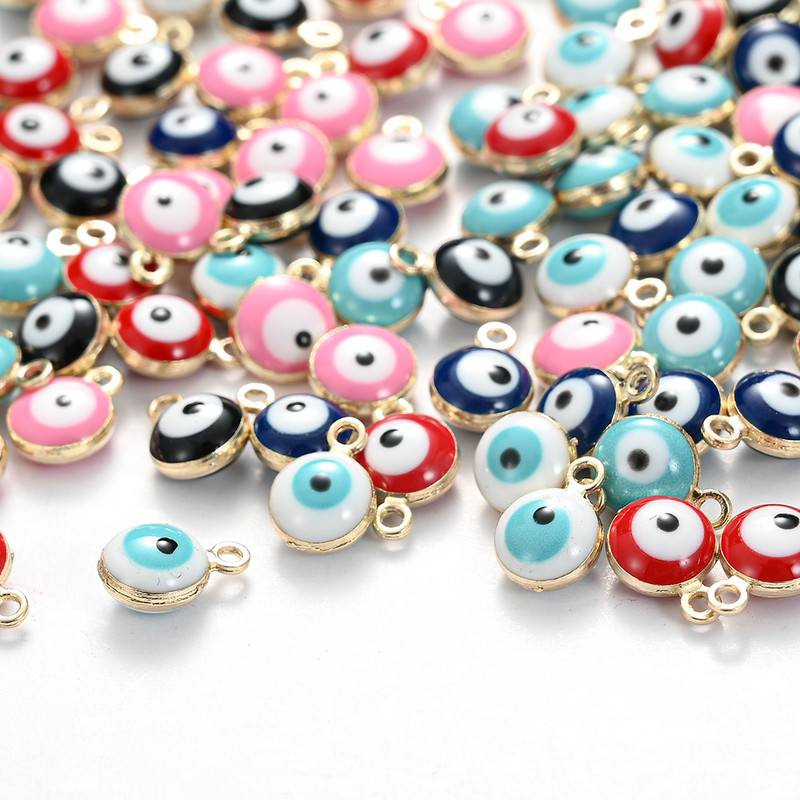 10/30/50 tk Metallist kurja silma helmed amuletid mitmevärvilised emailiga ripatsvõrud isetegemiseks kaelakee käevõru jalavõru ehtetarvikud