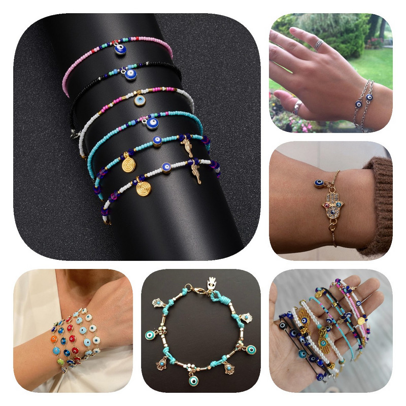 10/30/50 tk Metallist kurja silma helmed amuletid mitmevärvilised emailiga ripatsvõrud isetegemiseks kaelakee käevõru jalavõru ehtetarvikud