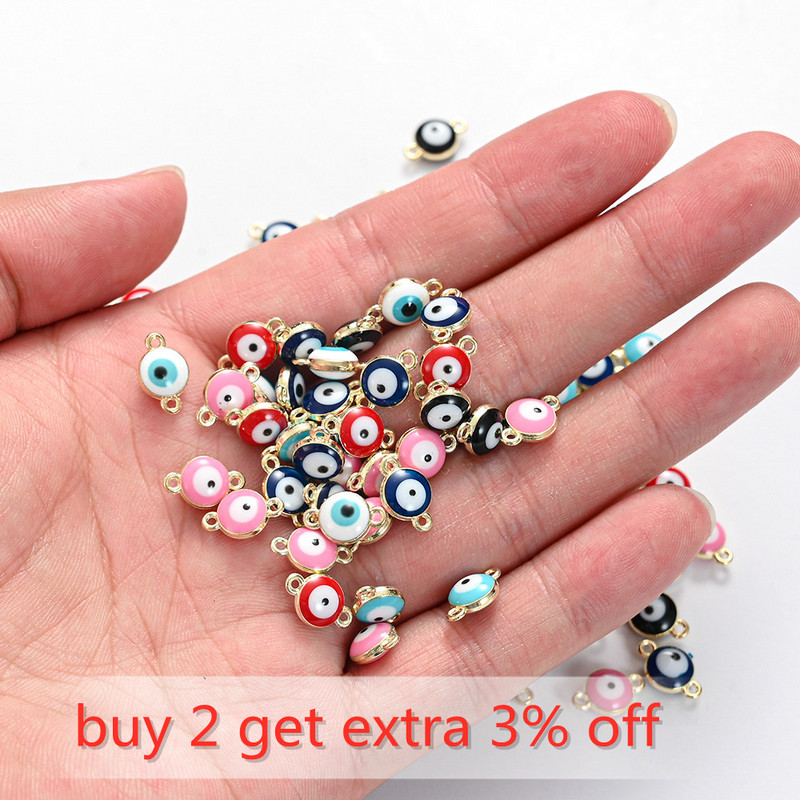 10/30/50 tk Metallist kurja silma helmed amuletid mitmevärvilised emailiga ripatsvõrud isetegemiseks kaelakee käevõru jalavõru ehtetarvikud