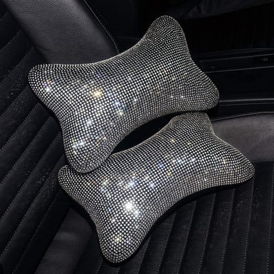 2 db Diamond Bling autós nyakpárna autósüléshez, vezetőüléshez, autóülés fejtámla párna kristály strasszból szivárvány Bling kiegészítők