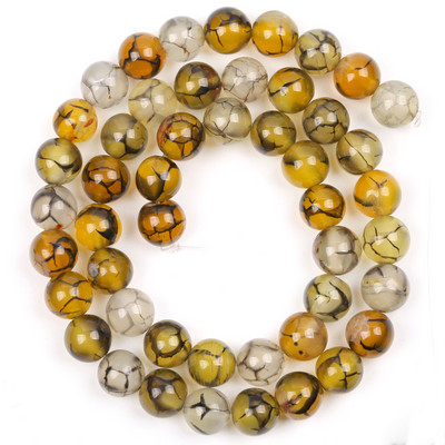 Φυσική πέτρα Yellow Dragon Veins Agates Beads Loose Spacer Round for Jewelry Making 4-10mm DIY αξεσουάρ βραχιολιών Χονδρική