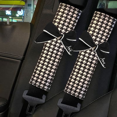 Κλασικό καρό Bowknot Universal Μαξιλάρι για τον λαιμό αυτοκινήτου Προσκέφαλο καθίσματος Προμήθειες στήριξης μέσης αυτοκινήτου Ζώνη ασφαλείας Αξεσουάρ αυτοκινήτου για γυναίκες