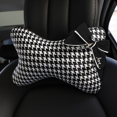 Κλασικό καρό Bowknot Universal Μαξιλάρι για τον λαιμό αυτοκινήτου Προσκέφαλο καθίσματος Προμήθειες στήριξης μέσης αυτοκινήτου Ζώνη ασφαλείας Αξεσουάρ αυτοκινήτου για γυναίκες