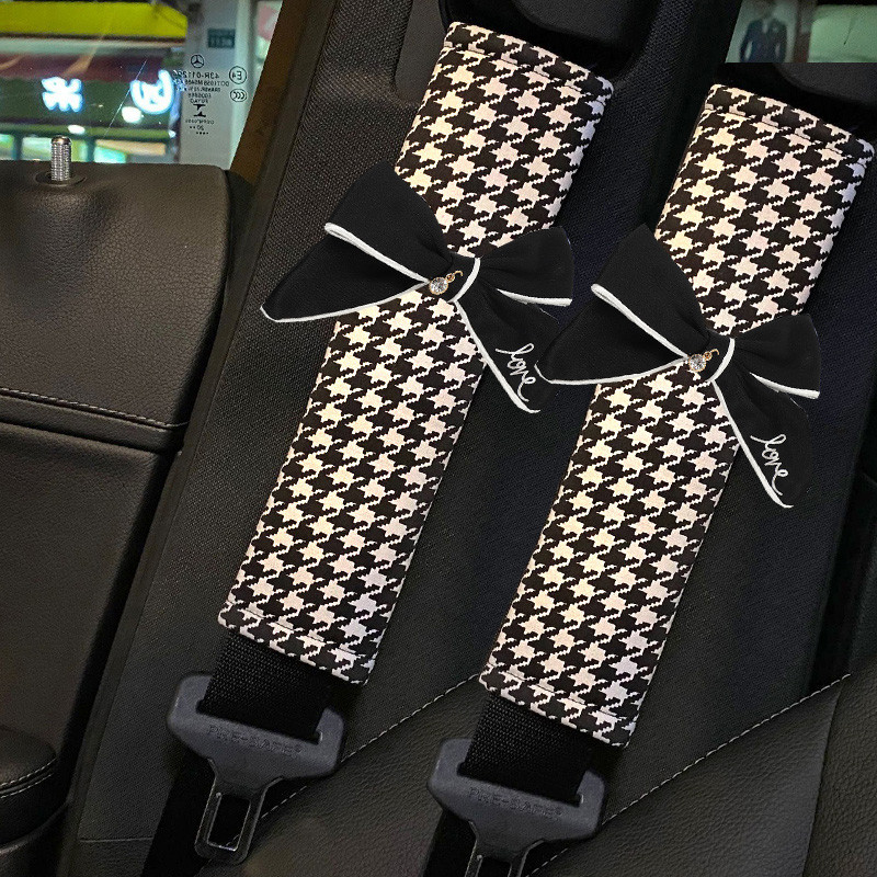 Κλασικό καρό Bowknot Universal Μαξιλάρι για τον λαιμό αυτοκινήτου Προσκέφαλο καθίσματος Προμήθειες στήριξης μέσης αυτοκινήτου Ζώνη ασφαλείας Αξεσουάρ αυτοκινήτου για γυναίκες