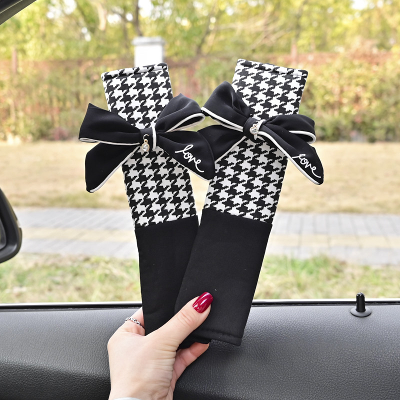 Κλασικό καρό Bowknot Universal Μαξιλάρι για τον λαιμό αυτοκινήτου Προσκέφαλο καθίσματος Προμήθειες στήριξης μέσης αυτοκινήτου Ζώνη ασφαλείας Αξεσουάρ αυτοκινήτου για γυναίκες