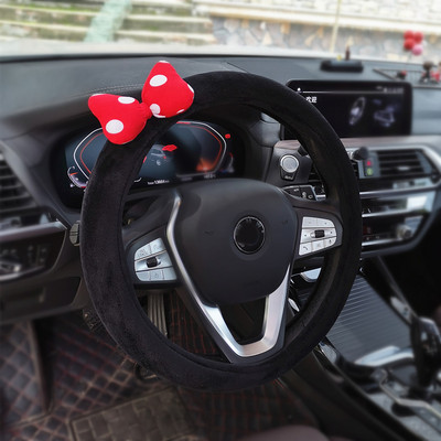 Χαριτωμένο Cartoon Μαξιλάρι αυτοκινήτου Κόκκινη κουκκίδα Φιόγκος Universal Auto Seat Προσκέφαλο Αυχένας στήριξη μέσης Κάλυμμα ζώνης Αξεσουάρ αυτοκινήτου για γυναίκες