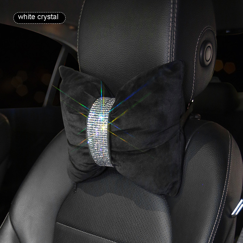 Bling Diamond Crystal Bowknot autósülés párna strassz kellékek autó nyaki fejtámla támasztékok autós kiegészítők belső nők számára
