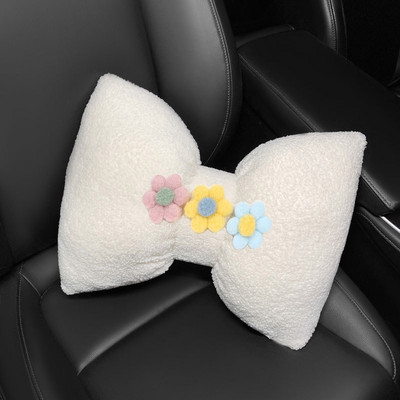 Χειμερινό μαλακό βελούδινο παπιγιόν Universal Μαξιλάρι λαιμού αυτοκινήτου Λουλούδια Τεχνητό αρνί μαλλί υποστήριξη μέσης αυτοκινήτου Εσωτερικά αξεσουάρ αυτοκινήτου
