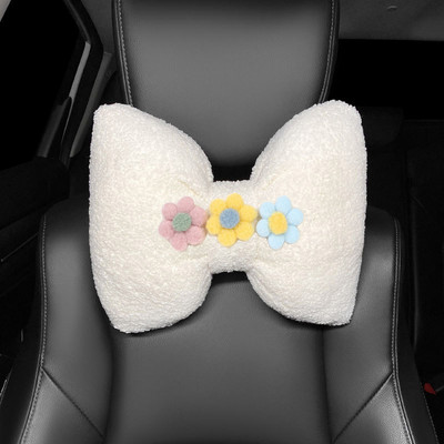 Χειμερινό μαλακό βελούδινο παπιγιόν Universal Μαξιλάρι λαιμού αυτοκινήτου Λουλούδια Τεχνητό αρνί μαλλί υποστήριξη μέσης αυτοκινήτου Εσωτερικά αξεσουάρ αυτοκινήτου