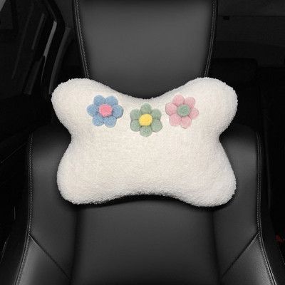Χειμερινό μαλακό βελούδινο παπιγιόν Universal Μαξιλάρι λαιμού αυτοκινήτου Λουλούδια Τεχνητό αρνί μαλλί υποστήριξη μέσης αυτοκινήτου Εσωτερικά αξεσουάρ αυτοκινήτου