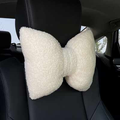 Χειμερινό μαλακό βελούδινο παπιγιόν Universal Μαξιλάρι λαιμού αυτοκινήτου Λουλούδια Τεχνητό αρνί μαλλί υποστήριξη μέσης αυτοκινήτου Εσωτερικά αξεσουάρ αυτοκινήτου