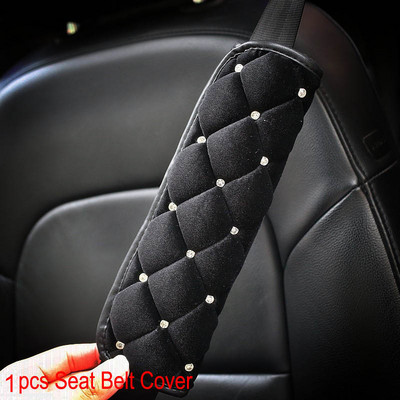 Bling Rhinestone Μαξιλάρι λαιμού αυτοκινήτου Χειμερινό βελούδινο κρυστάλλινο αυτόματο προσκέφαλο Μαξιλάρι μέσης που υποστηρίζει κάλυμμα μαξιλαριού καθίσματος αυτοκινήτου Αξεσουάρ αυτοκινήτου