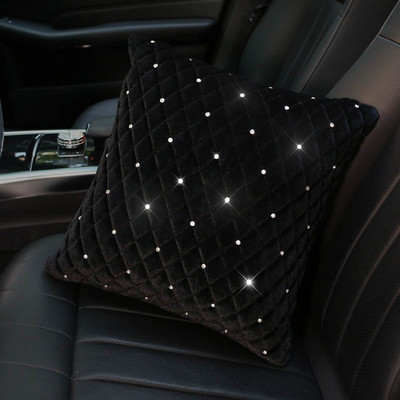 Bling Rhinestone Μαξιλάρι λαιμού αυτοκινήτου Χειμερινό βελούδινο κρυστάλλινο αυτόματο προσκέφαλο Μαξιλάρι μέσης που υποστηρίζει κάλυμμα μαξιλαριού καθίσματος αυτοκινήτου Αξεσουάρ αυτοκινήτου
