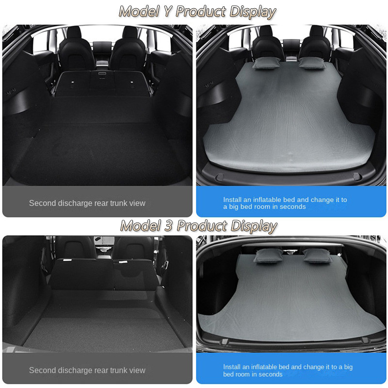 Φουσκωτό στρώμα αέρα για υπαίθριο κάμπινγκ Φουσκωτό ειδικό Suede SUV Car Travel Sleeping Pad For Tesla Model 3 Model Y 2017-2022