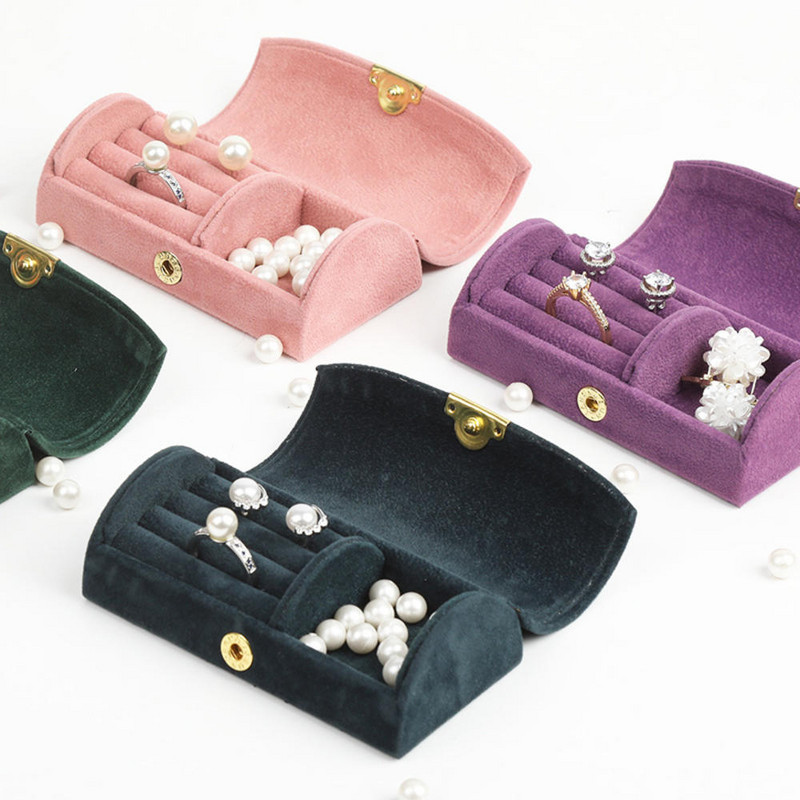 Mini Jewelry Box for Women Travel Portable Studs Σκουλαρίκια Δαχτυλίδι κολιέ Organizer Υψηλής ποιότητας Velvet Packaging Box Display