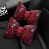 2db Red Diamond Crystal Bowknot autós nyakpárna strasszos automatikus fejtámla üléstámasz párnák Bling autós kiegészítők nőknek