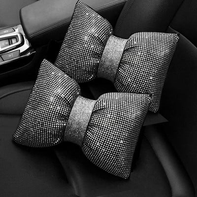 2db Red Diamond Crystal Bowknot autós nyakpárna strasszos automatikus fejtámla üléstámasz párnák Bling autós kiegészítők nőknek