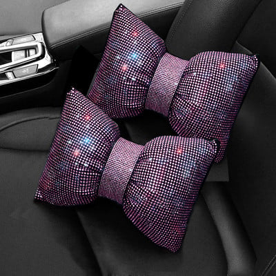 2db Red Diamond Crystal Bowknot autós nyakpárna strasszos automatikus fejtámla üléstámasz párnák Bling autós kiegészítők nőknek